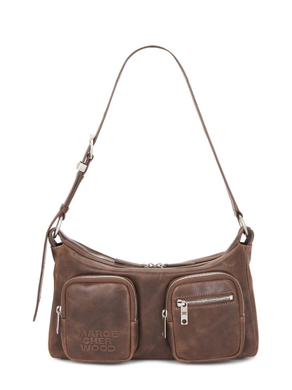 Margesherwood Outpocket Hobo Shoulder Bag in Washed Brown Pull-up